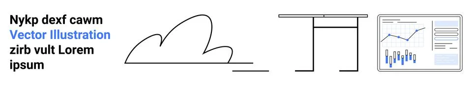 Modern Business Workflow Cloud Computing, Analytics, and Workstation Setup .. Stock Illustration