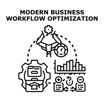 Modern business workflow optimizing strategy vector concept 스톡 일러스트
