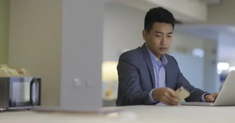 Modern businessman using laptop Stock Footage 195094774