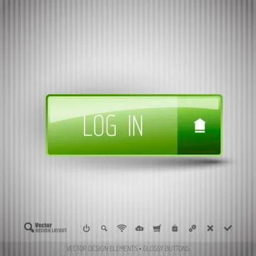 Modern button with icons set. Stock Illustration