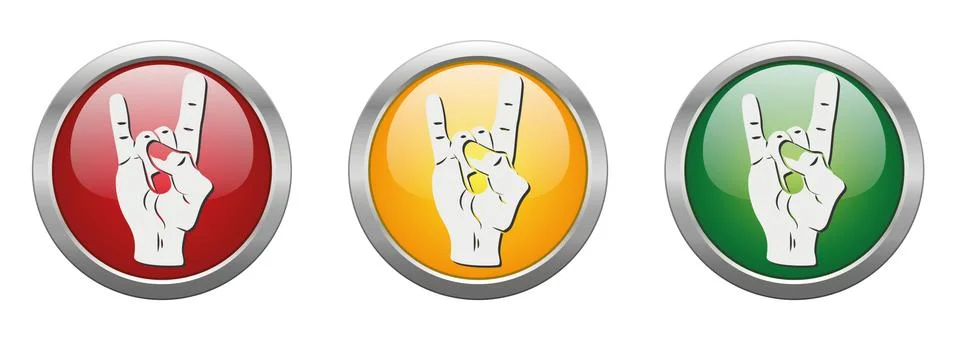 Modern Button Vector Devil Horns 스톡 일러스트