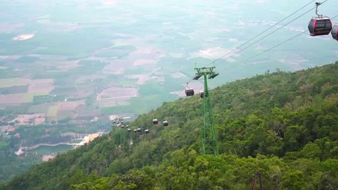 Modern cable car in Ba Den mountain Stock Footage 143229654