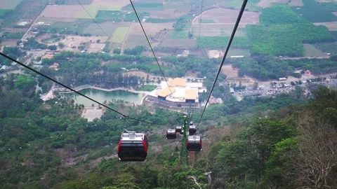 Modern cable car in Ba Den mountain Stock Footage 143230017