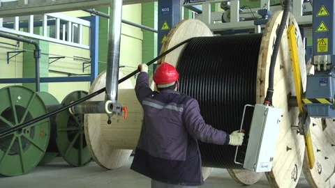 Modern cable production, cable factory. Stock Footage 233373541