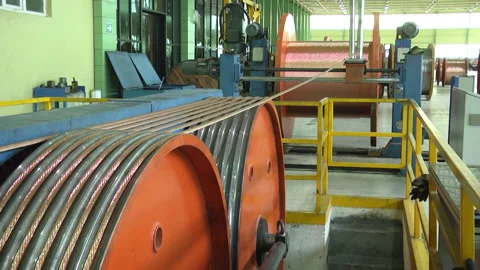 Modern cable production, cable factory. Stock Footage 233374033