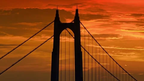 Modern cable-stayed bridge on dongting lake,yueyang,China Stock Footage 325337409