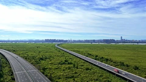 Modern cable-stayed bridge on dongting lake,yueyang,China Stock-Footage 325337733