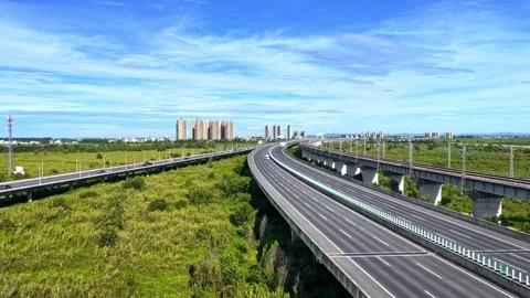 Modern cable-stayed bridge on dongting lake,yueyang,China Stock Footage 325337875