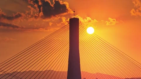 Modern cable-stayed bridge on dongting lake,yueyang,China Stock Footage 325340329