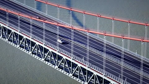 Modern cable-stayed bridge on dongting lake,yueyang,China Stock Footage 325345567