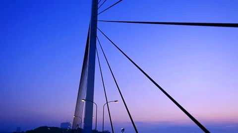 Modern cable-stayed bridge in Japan Stock Footage 64673648