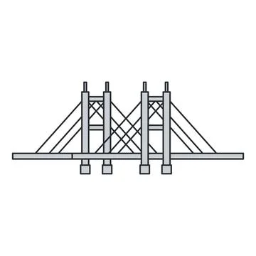 Modern cable-stayed bridge with pylons and suspension cables. Illustration... 库存插图