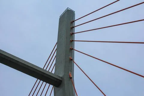 Modern cable-stayed bridge showcasing intricate design and engineering featur Stock Photos