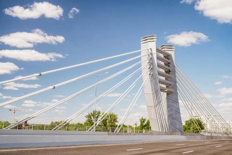 Modern cable-stayed bridge at sunny day Foto stock