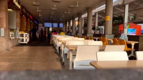 A modern cafe inside the Kashi Vishwanath Corridor Stock Footage 284464770