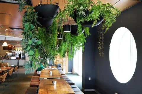 Modern cafe interior in rustic style Stock Photos
