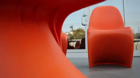 Modern  Cafe, table with chairs, close up Stock Footage 46374001