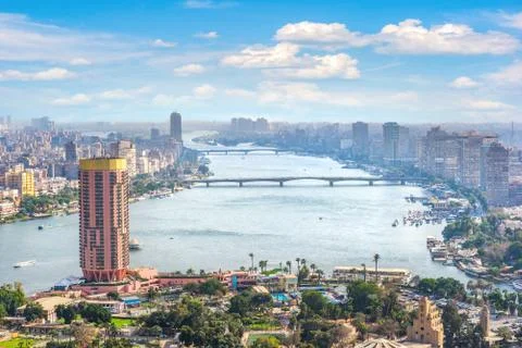 Modern Cairo at sunset Stock Photos