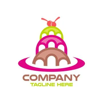 Modern cake and bridge. Vector illustration. Stock Illustration