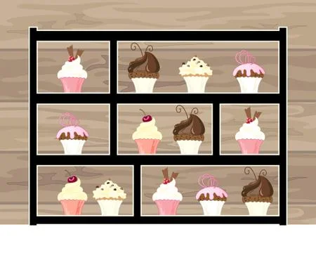 Modern cake display Illustrazione stock