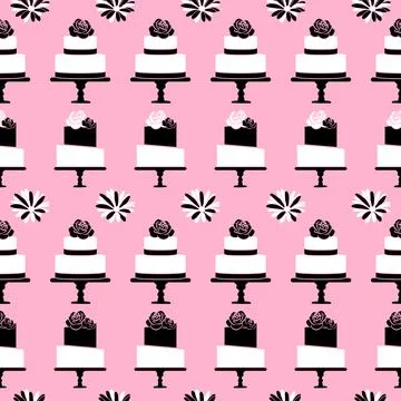 Modern Cake Seamless Pattern Background Stock Illustration