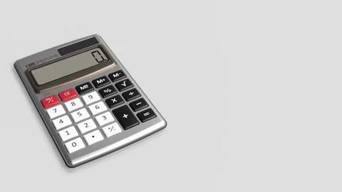 Modern Calculator On Clean Background With Copy Space 3d render. Stock Illustration