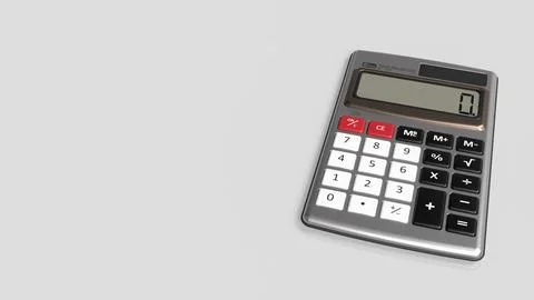 Modern Calculator On Clean Background With Copy Space 3d render. Stock Illustration