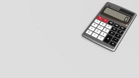 Modern Calculator On Clean Background With Copy Space 3d render. Stock Illustration