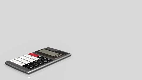 Modern Calculator On Clean Background With Copy Space 3d render. Stockillustratie