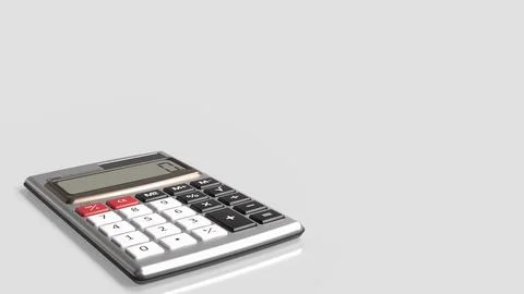 Modern Calculator On Clean Background With Copy Space 3d render. Stock Illustration