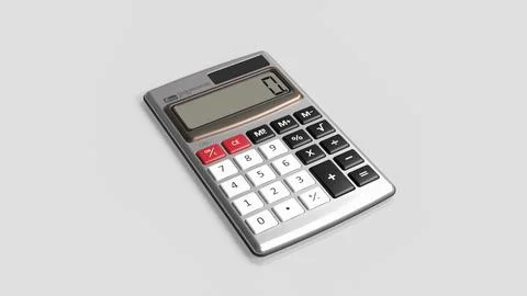 Modern Calculator On Clean Background With Copy Space 3d render. Stock Illustration