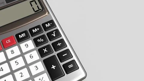 Modern Calculator On Clean Background With Copy Space 3d render. Stock Illustration