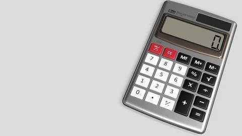 Modern Calculator On Clean Background With Copy Space 3d render. Stock Illustration