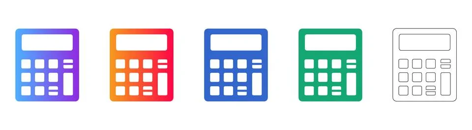 Modern Calculator Interface Icon Set Ilustração Stock