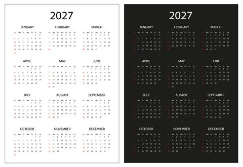 Modern Calendar 2027 Stock Illustration