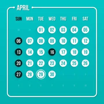 Modern calendar template. April 2014. EPS 10. Stock Illustration
