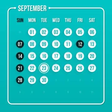 Modern calendar template. September 2014. EPS 10. Stock Illustration