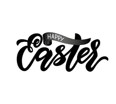 Modern calligraphy lettering Happy Easter on white background. Vector イラスト素材