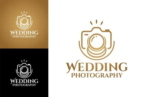 Modern Camera and Wedding Ring Logo Stock Illustration
