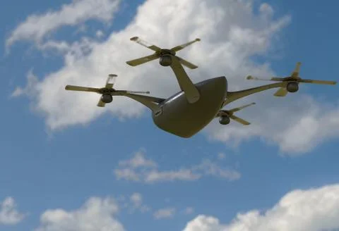 Modern camera drone in flight, back view of the futuristic black concept cloud Stock Illustration