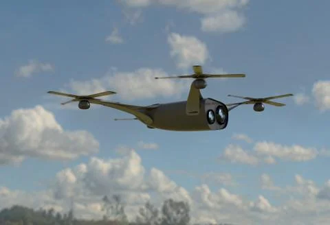 Modern camera drone in flight, side view of the futuristic black concept cloud Stock Illustration