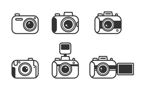 Modern camera icon set Stock Illustration