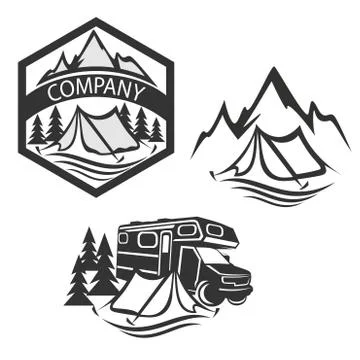 Modern camping logo Stock Illustration