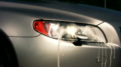 Modern car automatic headlight washing silver Video stock 417852