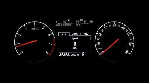 Modern Car Dashboard / Console / Dash Display On Engine Start - 1080P Video stock 73365703