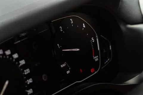 Modern car dashboard with speedometer, tachometer. Car dashboard. Car dashboa Stock Photos