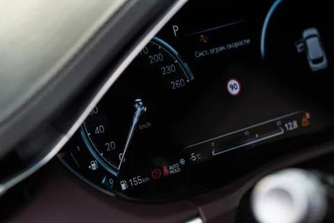 Modern car dashboard with speedometer, tachometer. Car dashboard. Car dashboa Stock Photos