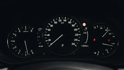 Modern car dashboard with speedometer, tachometer. Car dashboard. Car dashboa Foto stock