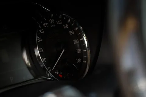 Modern car dashboard with speedometer, tachometer. Car dashboard. Car dashboa Foto stock