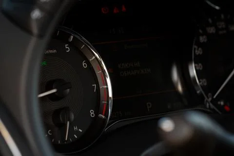 Modern car dashboard with speedometer, tachometer. Car dashboard. Car dashboa Stock Photos